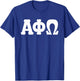 Licensed Alpha Phi Omega Classic Full Letter White T-Shirt - T-Shirt | Royal