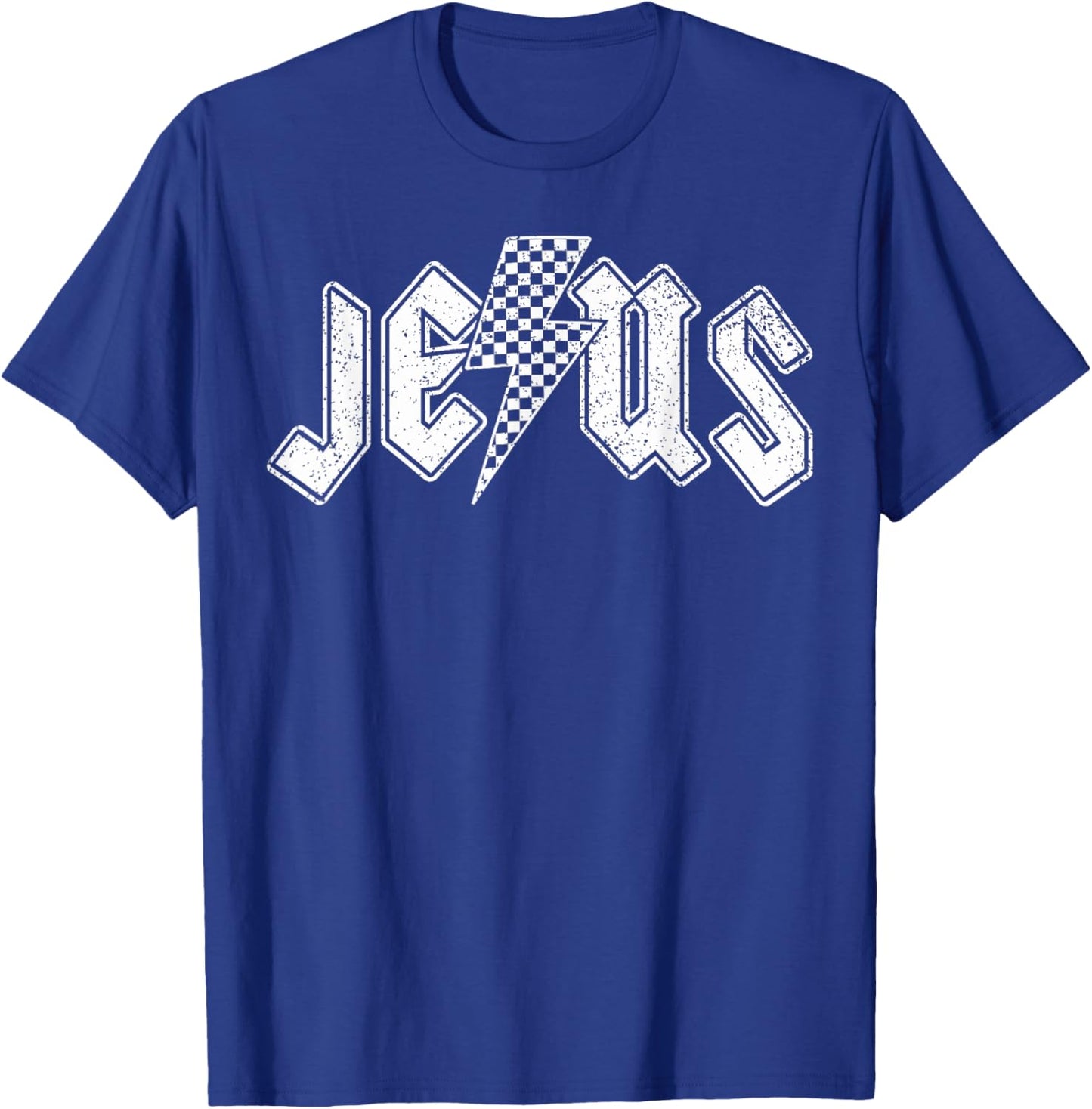 Retro Jesus Lightning Bolt Christian Design T-Shirt - T-Shirt | Royal