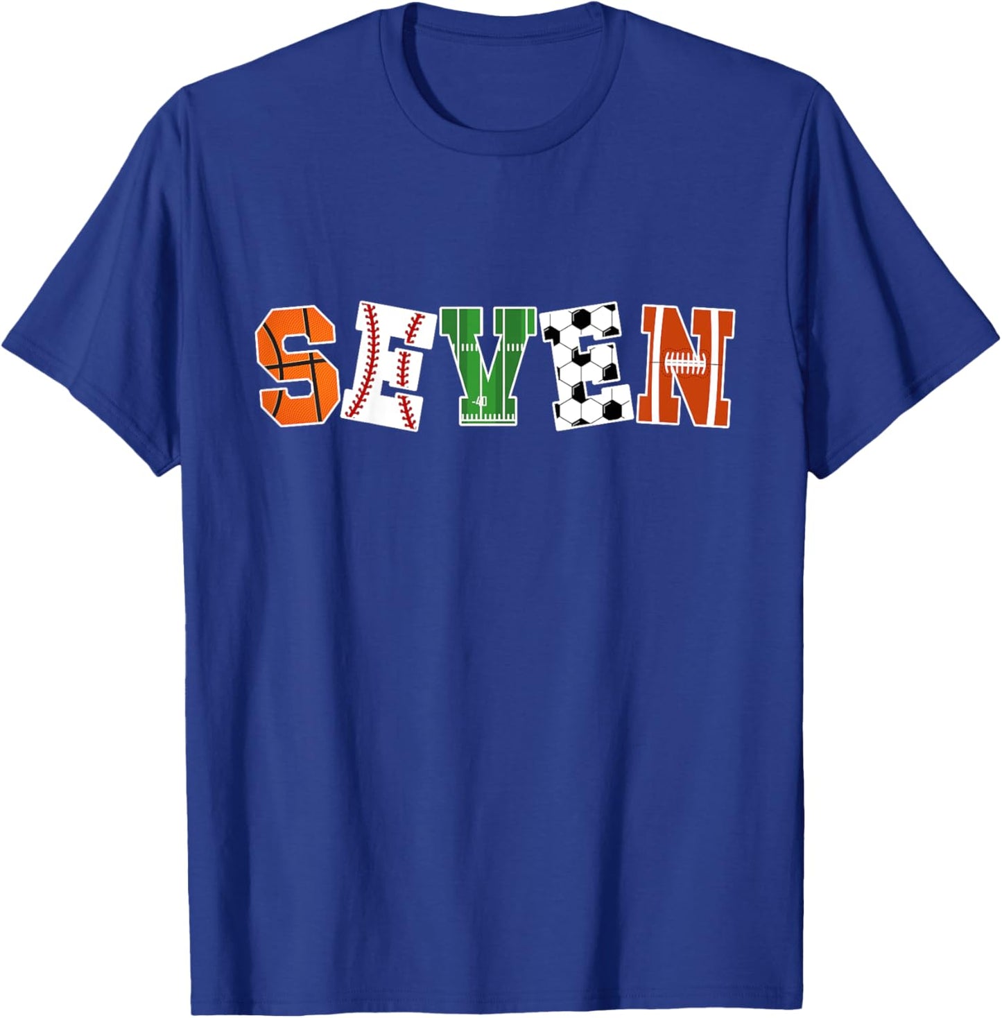 Kids 7th Birthday Sports Birthday Party 7 Year Old Boy T-Shirt - T-Shirt | Royal