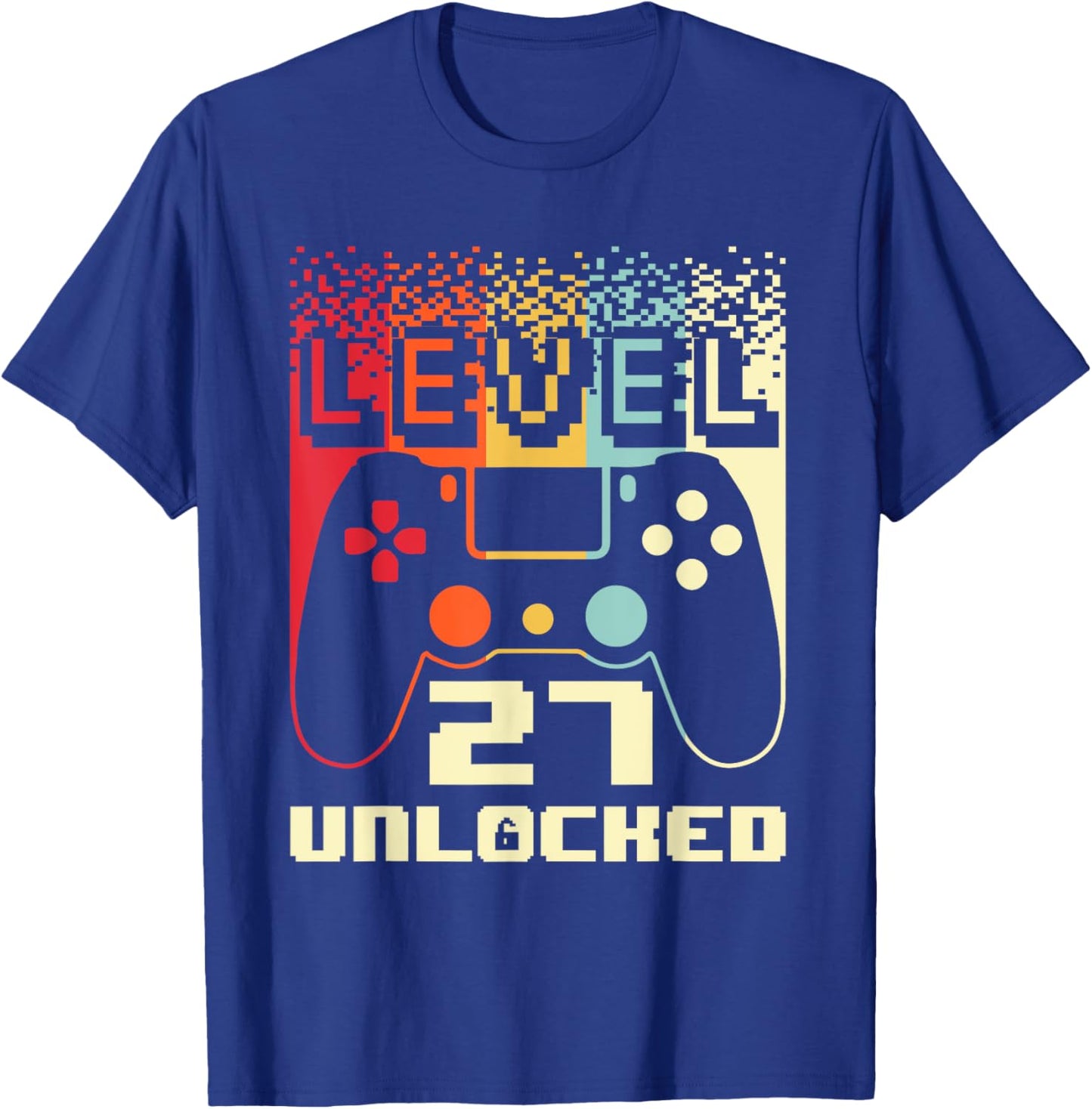 27th Birthday Level 27 Unlocked Gamer 27 Year Old T-Shirt - T-Shirt | Royal