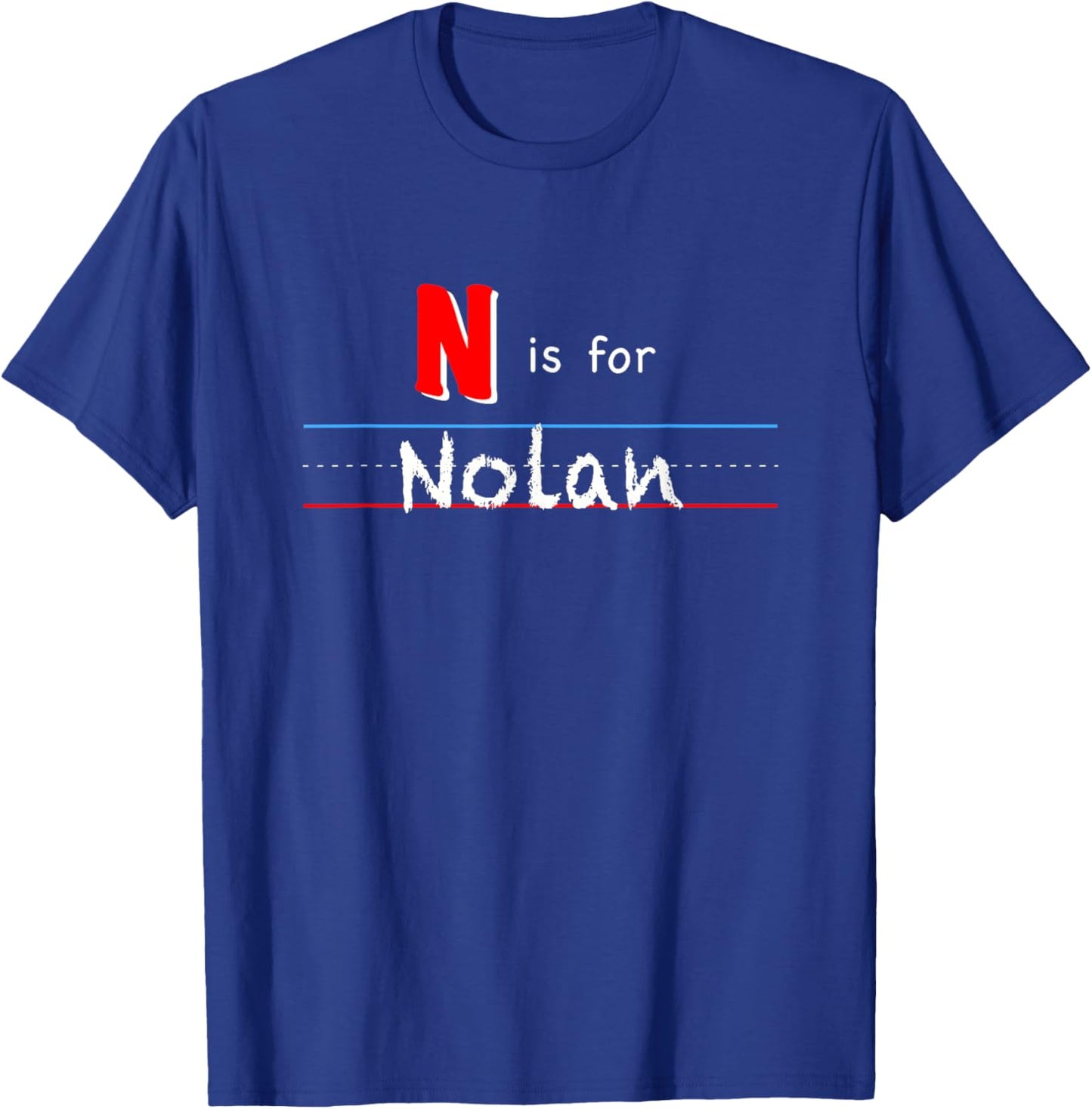 N Is For Nolan, boys custom personalized name kids school T-Shirt - T-Shirt | Royal