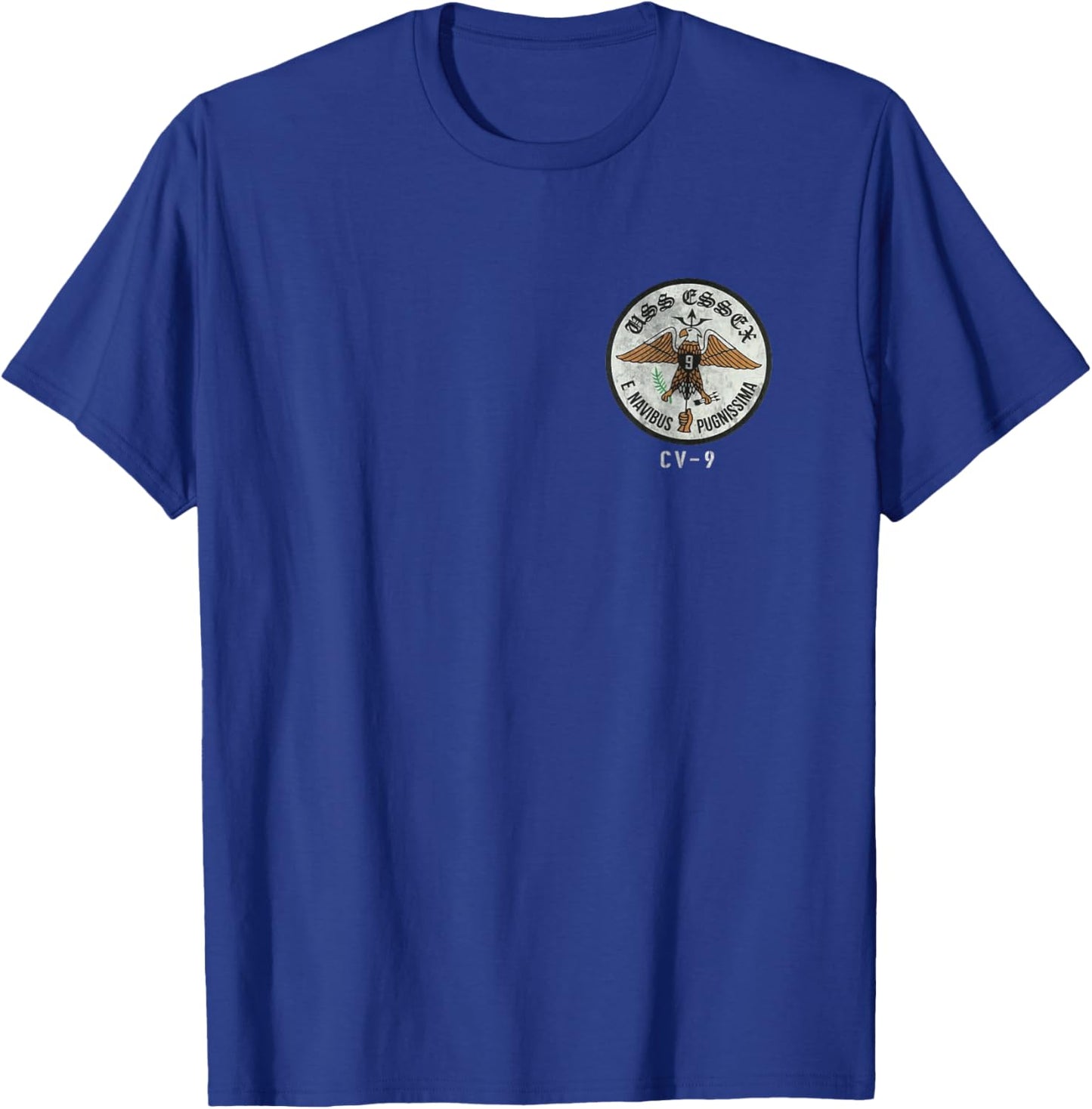 USS Essex CV-9 Logo American Flag Aircraft Carrier Veteran T-Shirt - T-Shirt | Royal