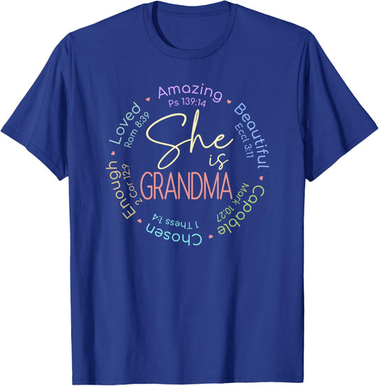 She Is Grandma Christian Bible Verse Gift T-Shirt - T-Shirt | Royal
