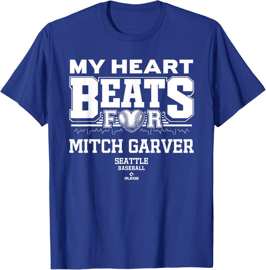 My Heart Beats for Mitch Garver Seattle Baseball MLBPA T-Shirt - T-Shirt | Royal