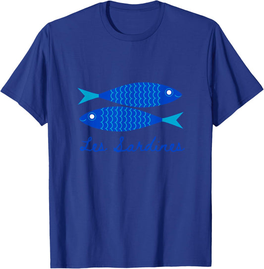 Les sardines fisherman aesthetic coastal sardine fish T-Shirt - T-Shirt | Royal