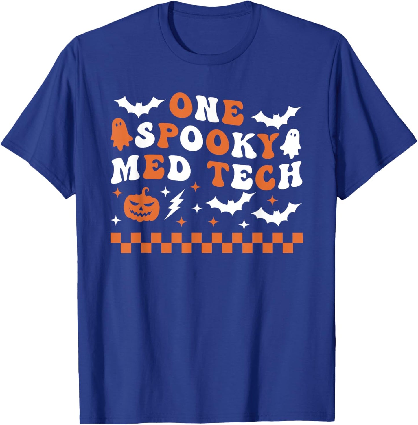 One Spooky Med Tech Halloween Retro Groovy Healthcare T-Shirt - T-Shirt | Royal