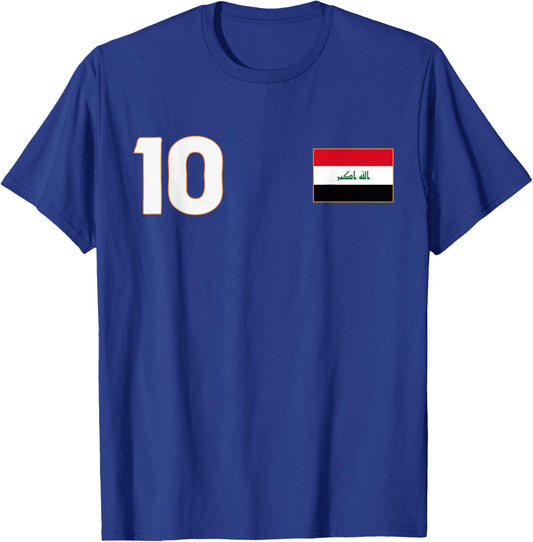 Iraq Flag Number 10 Shield Emblem National Pride T-Shirt - T-Shirt | Royal