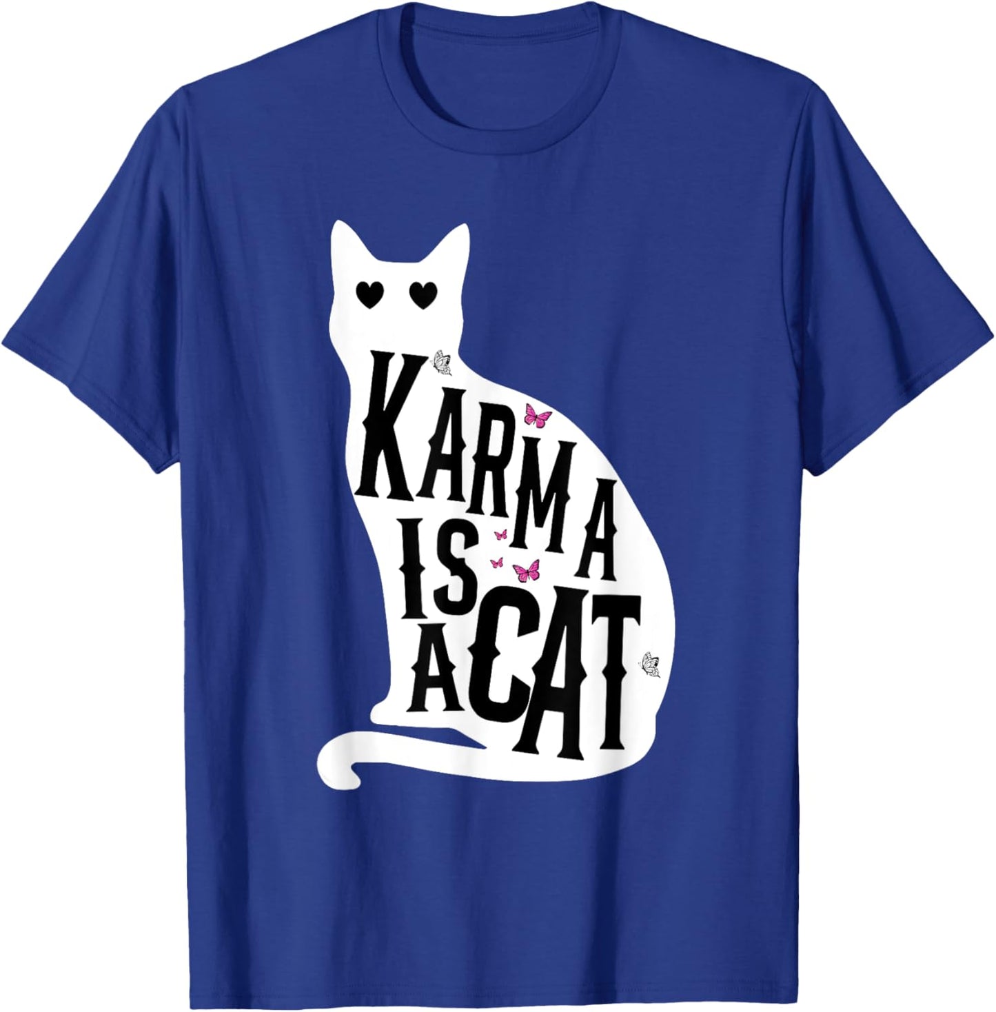 Retro Karma Is A Cat Funny Women Kids Meme T-Shirt - T-Shirt | Royal