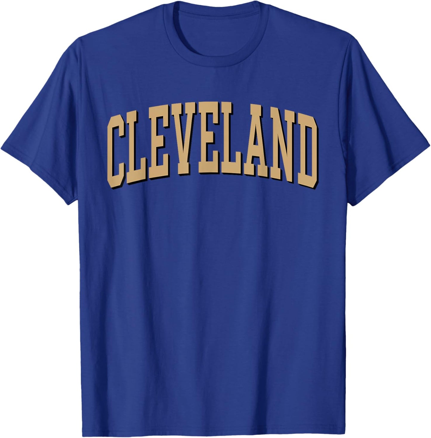 Cleveland Apparel . Co - Vintage Varsity Arched Text Cleveland - -Adult, Short Sleeve, , Red, Small T-Shirt - T-Shirt | Royal