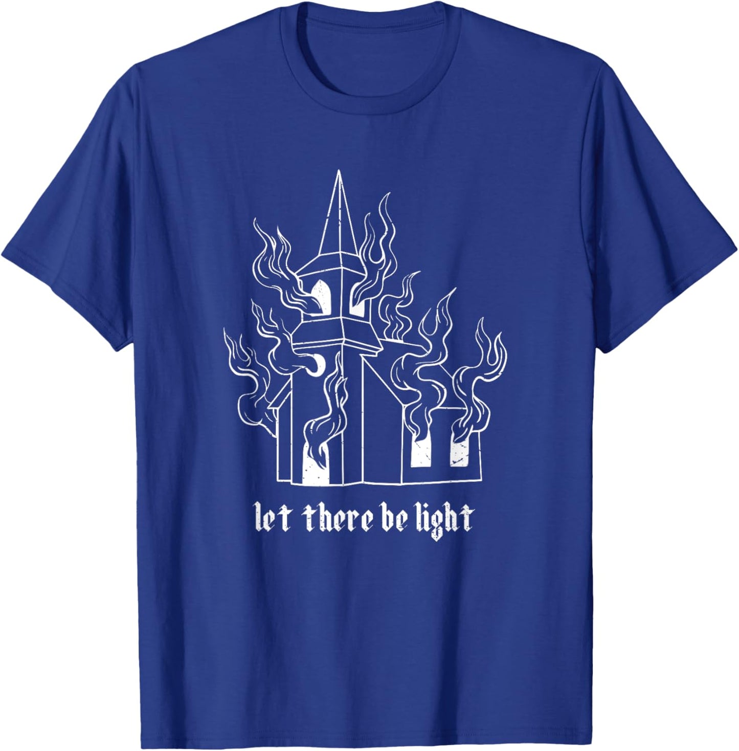 Satan Occult Burning Church Unholy Antichrist Halloween T-Shirt - T-Shirt | Royal