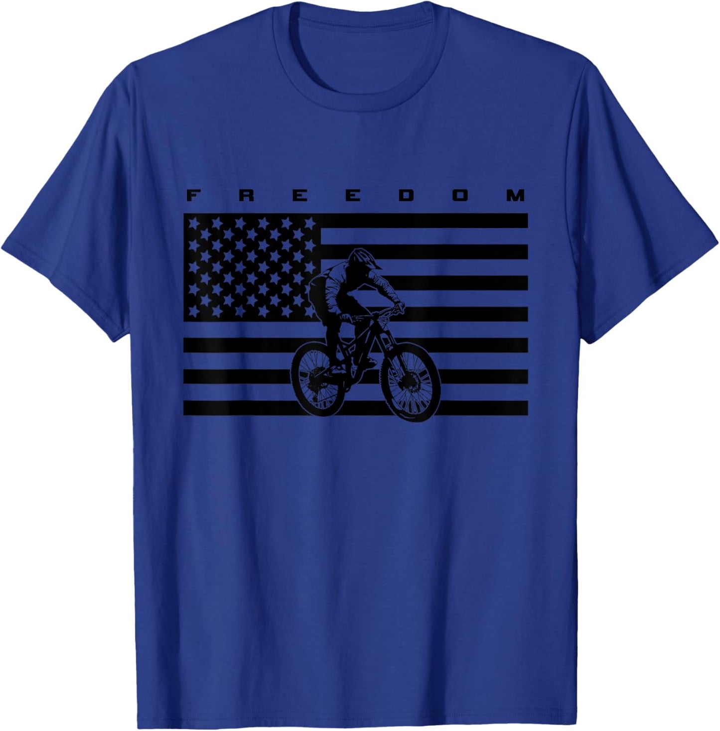 American Flag MTB Mountain Bike Apparel - Mountain Bike T-Shirt - T-Shirt | Royal