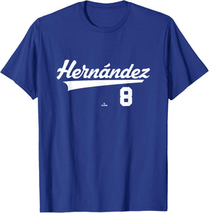 Player Name Swoosh Kiké Hernández Los Angeles Baseball MLBPA T-Shirt - T-Shirt | Royal