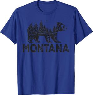 Retro Montana Grizzly Bear Nature Hiking Camping Vintage T-Shirt - T-Shirt | Royal