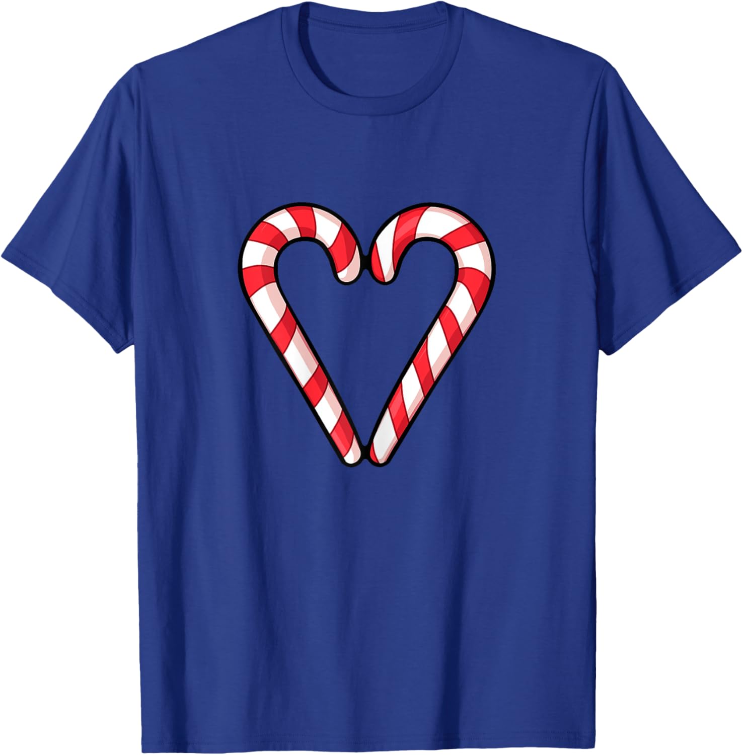 Candy Cane Heart Christmas Cute Holiday Red White Stripe T-Shirt - T-Shirt | Royal