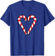 Candy Cane Heart Christmas Cute Holiday Red White Stripe T-Shirt - T-Shirt | Royal