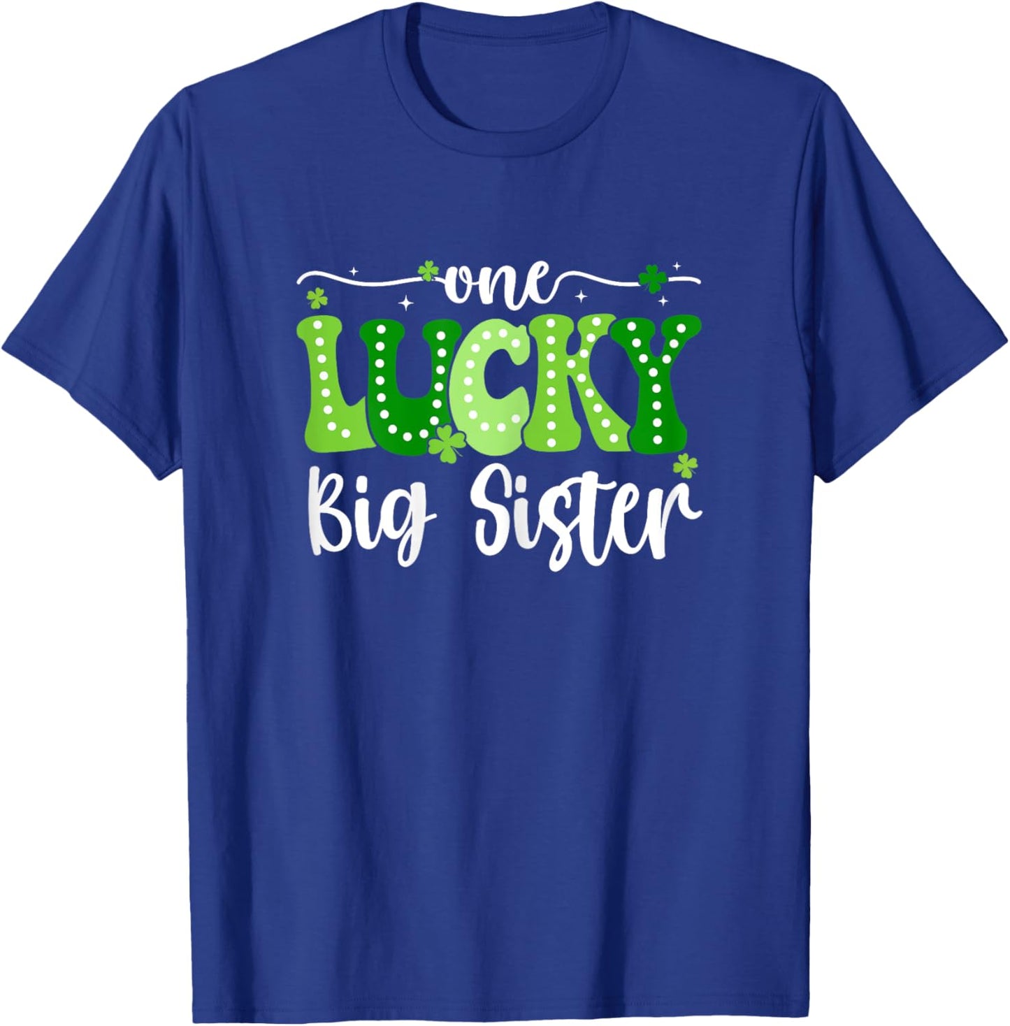 One Lucky Big Sister Groovy Retro Big Sister St Patricks Day T-Shirt - T-Shirt | Royal
