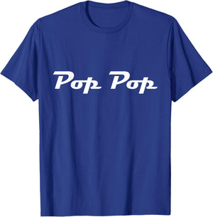 Pop-Pop Classic Retro Lettering Father's Day Grandpa T-Shirt - T-Shirt | Royal