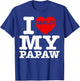 Fun I Love My Papaw I Heart My Papaw Grandpa Grandparent Day T-Shirt - T-Shirt | Royal