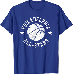 Philadelphia Vintage All-Stars Retro 80s Basketball T-Shirt - T-Shirt | Royal