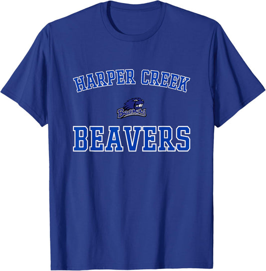 Harper Creek Beavers Logo Varsity HS T-Shirt - T-Shirt | Royal
