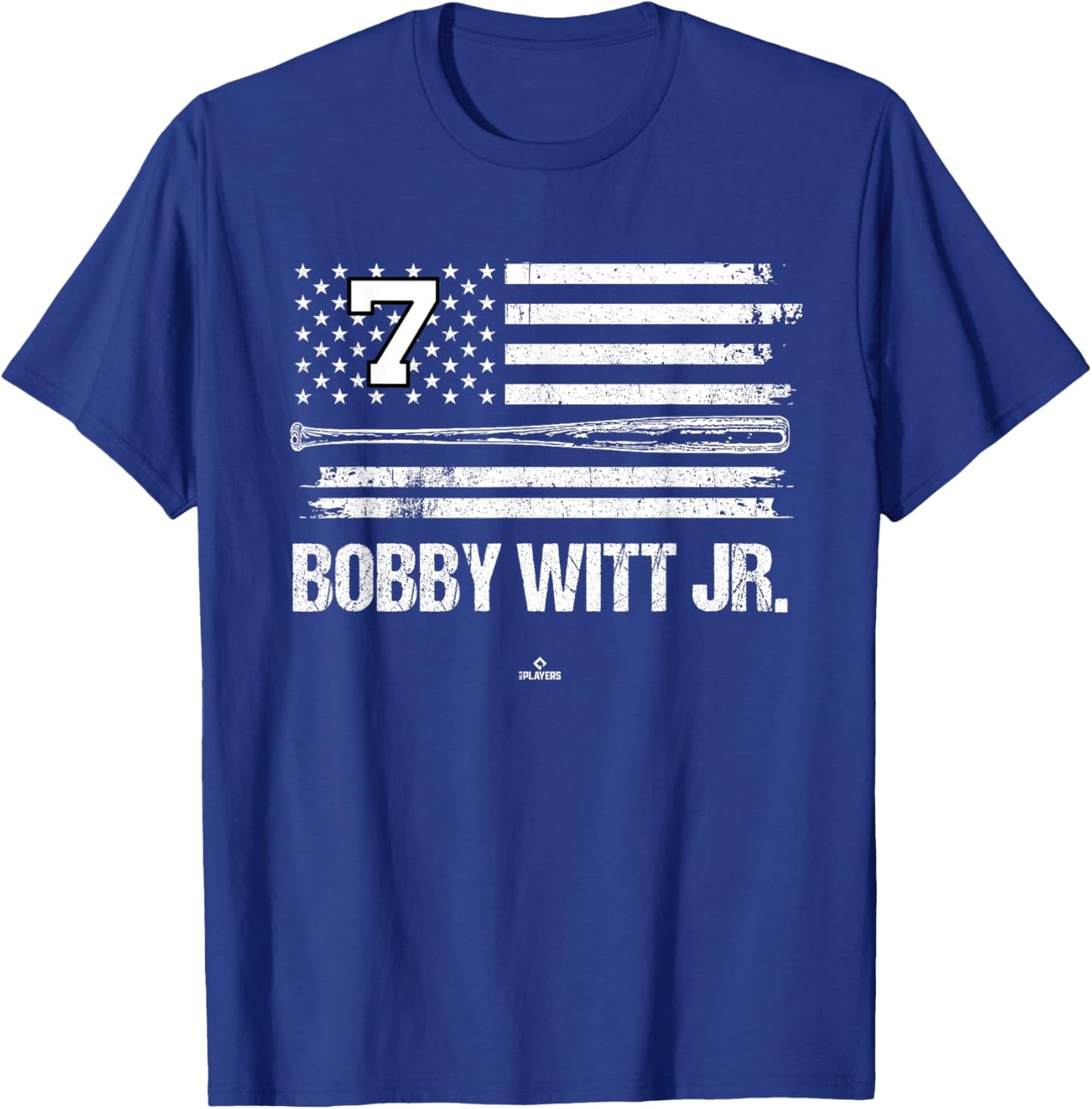 USA Flag Bat Bobby Witt Jr. Kansas City Baseball MLBPA T-Shirt - T-Shirt | Royal