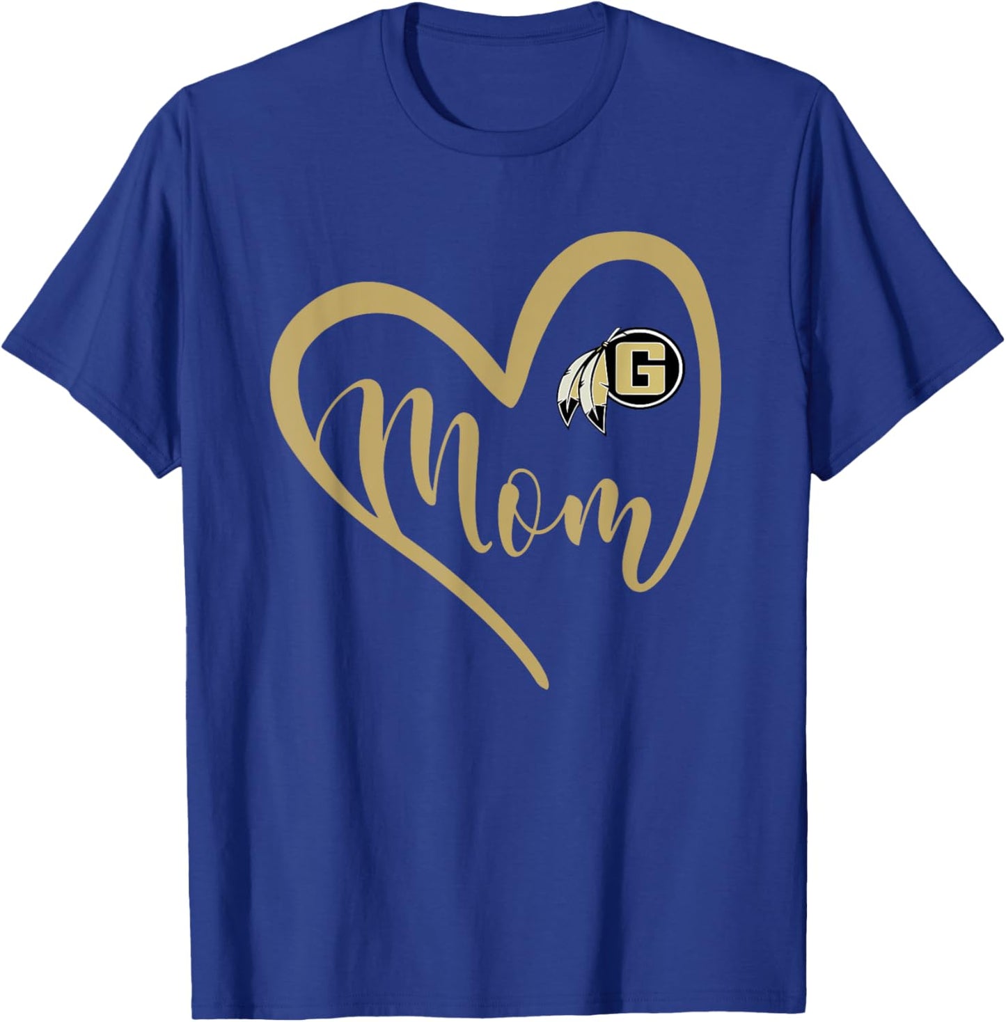 Gaffney Indians Logo Heart Mom HS T-Shirt - T-Shirt | Royal