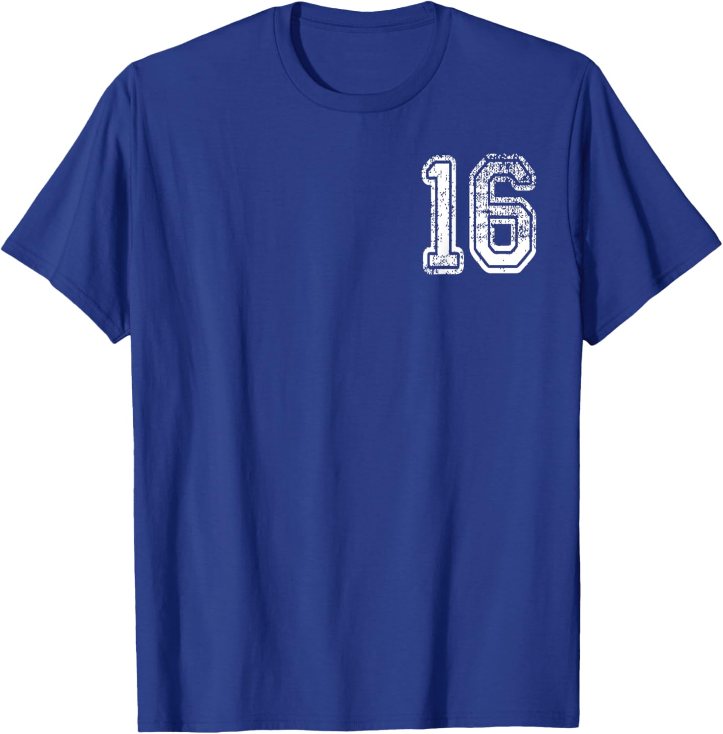 Number 16 in Grungy White T-Shirt - T-Shirt | Royal