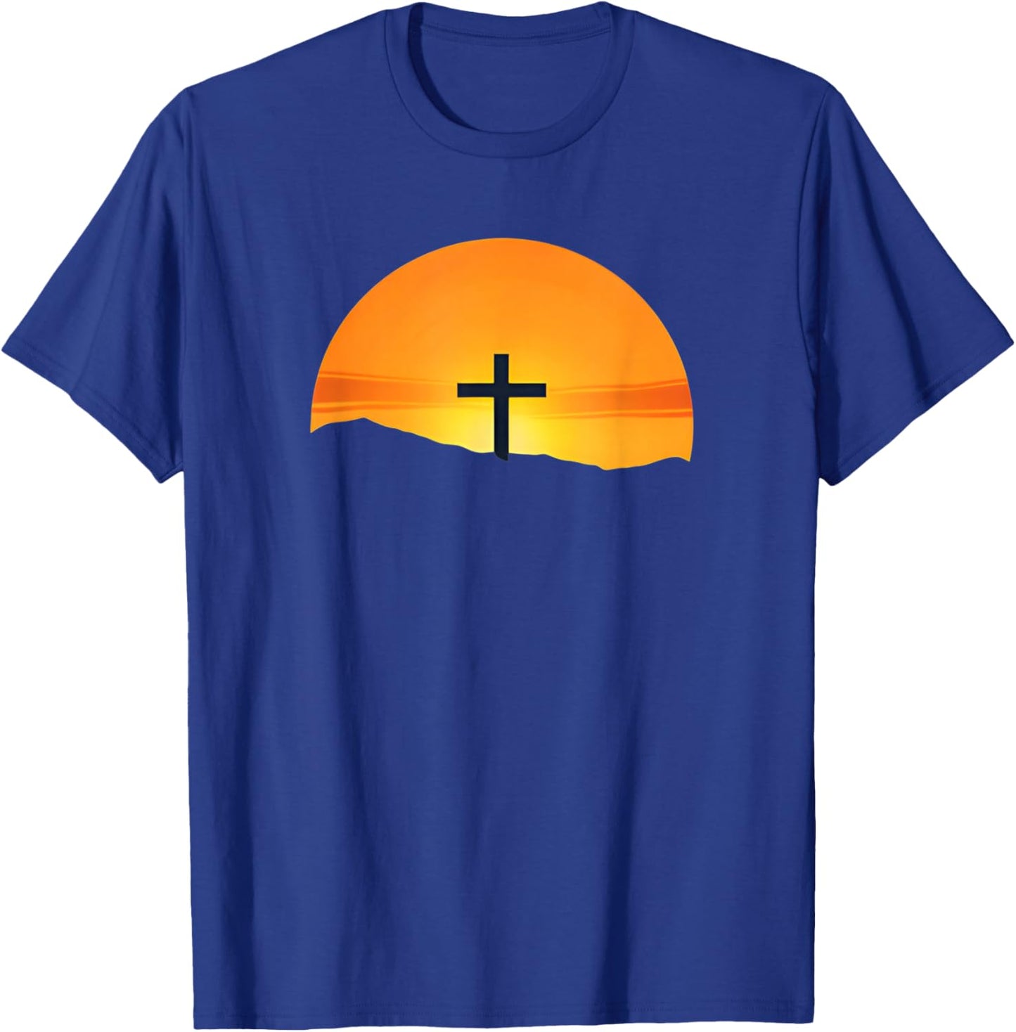 Jesus Christ Christians Men Women Christian Sunset Cross T-Shirt - T-Shirt | Royal