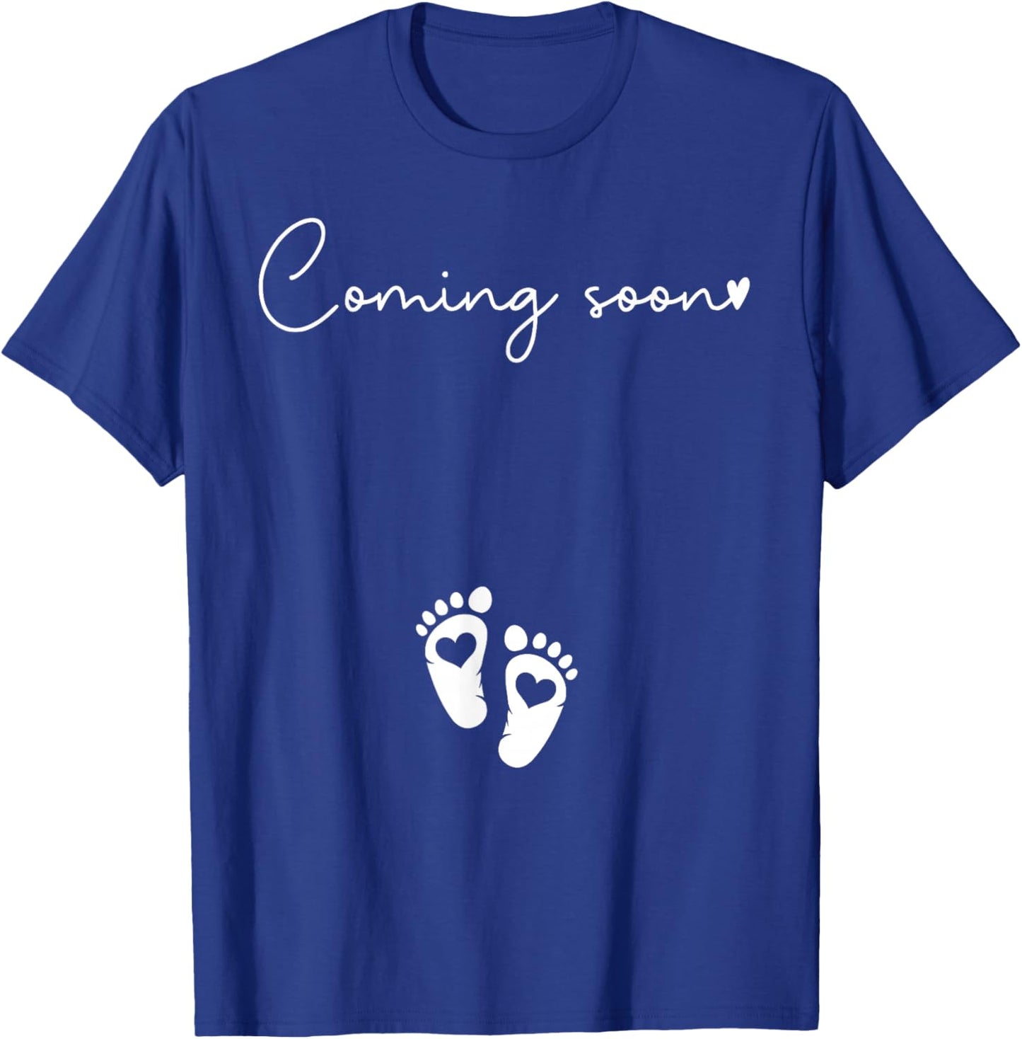Baby Footprints Coming Soon Pregnancy Pregnant Announcement T-Shirt - T-Shirt | Royal