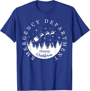 Emergency Department ER Nurse Christmas Outfit -Adults Black Small Modern Christmas Solid Short Sleeve Christmas-themed Emergency Room Tech Nurse T-Shirt - T-Shirt | Royal