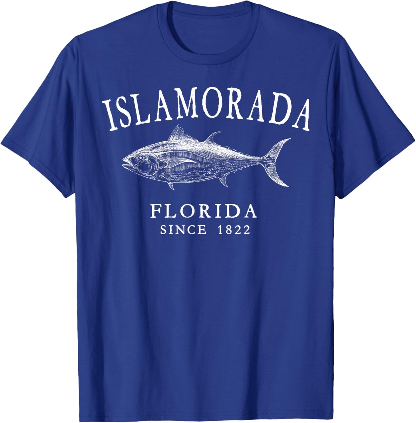 Islamorada Florida Fishing Since 1822 Arched White Letters T-Shirt - T-Shirt | Royal