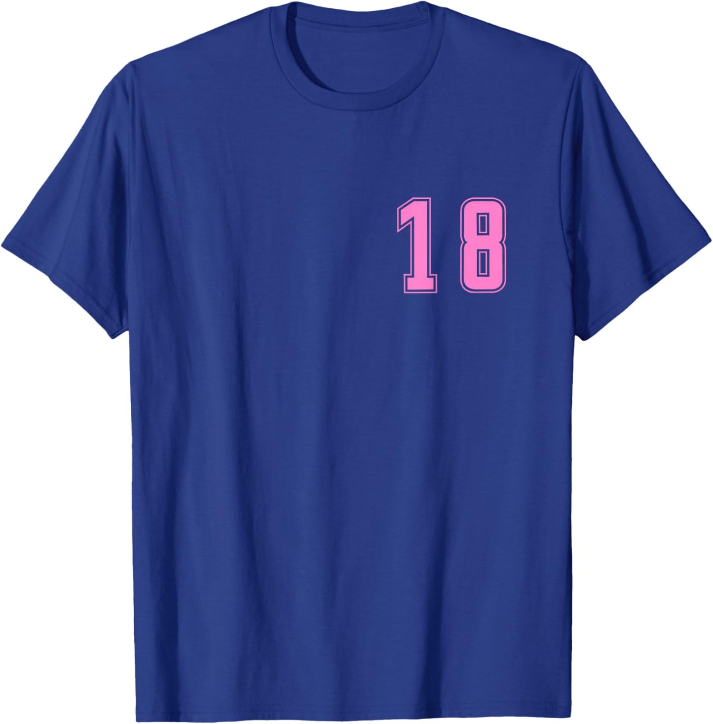Pink Number 18 Team Junior Sports Uniform Numbered T-Shirt - T-Shirt | Royal