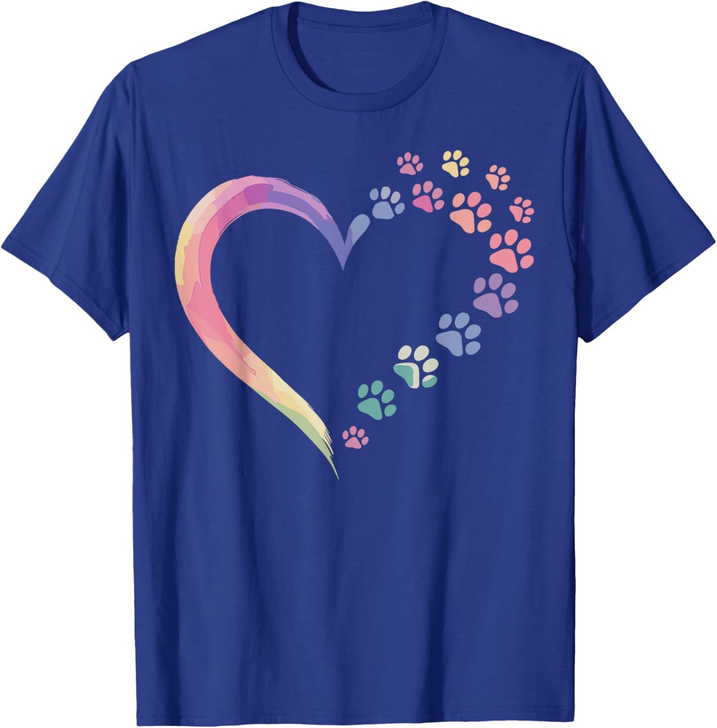 Colorful Dog Paw Print Dog Lover Dog Mom T-Shirt - T-Shirt | Royal