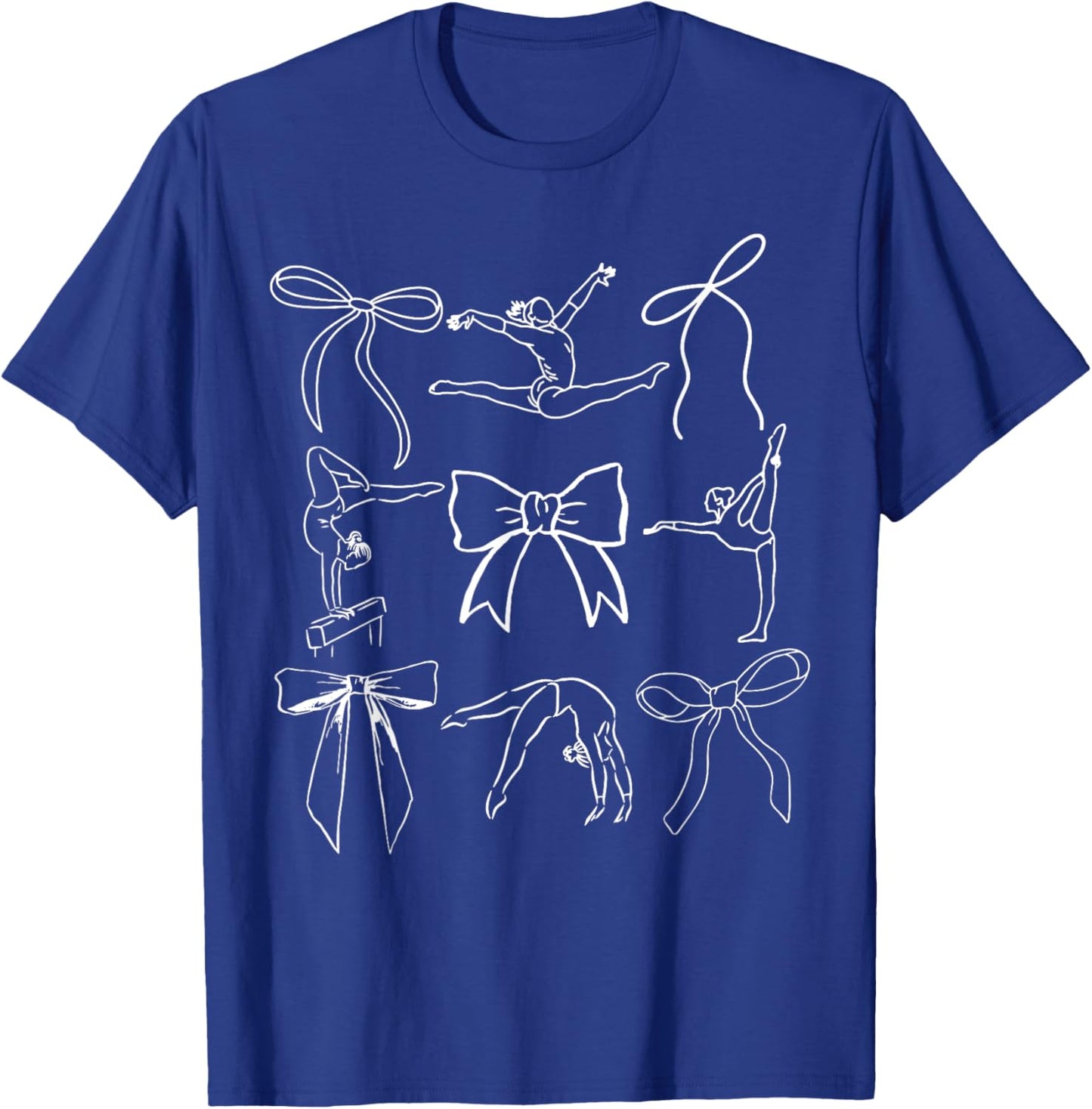 Retro Coquette Bows Gymnastics Sports Gymnast Cute Mom Women T-Shirt - T-Shirt | Royal