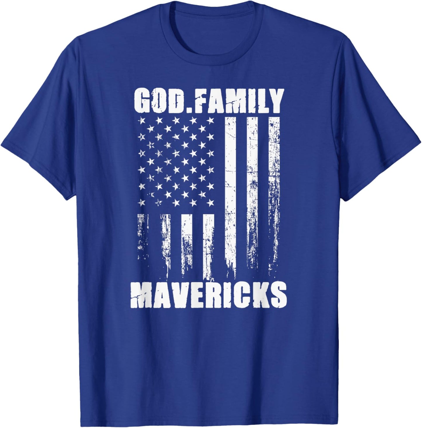 Marshall Mavericks God. Family. Vintage USA Flag T-Shirt - T-Shirt | Royal