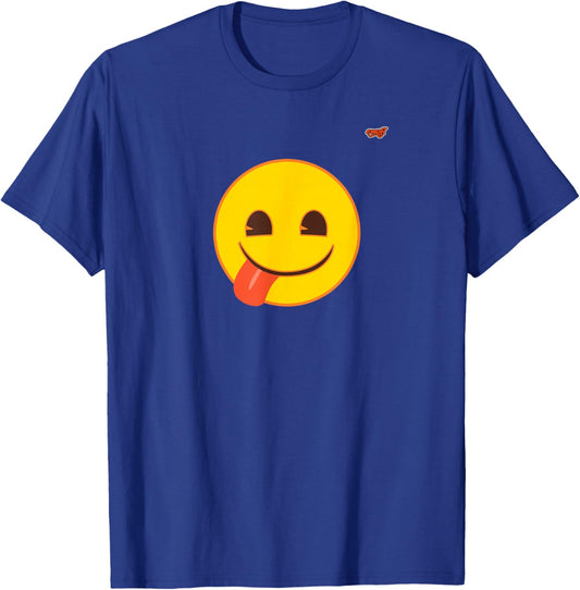 Emoticon Yellow Smile Smiling Face Tongue Fun Silly Cute T-Shirt - T-Shirt | Royal