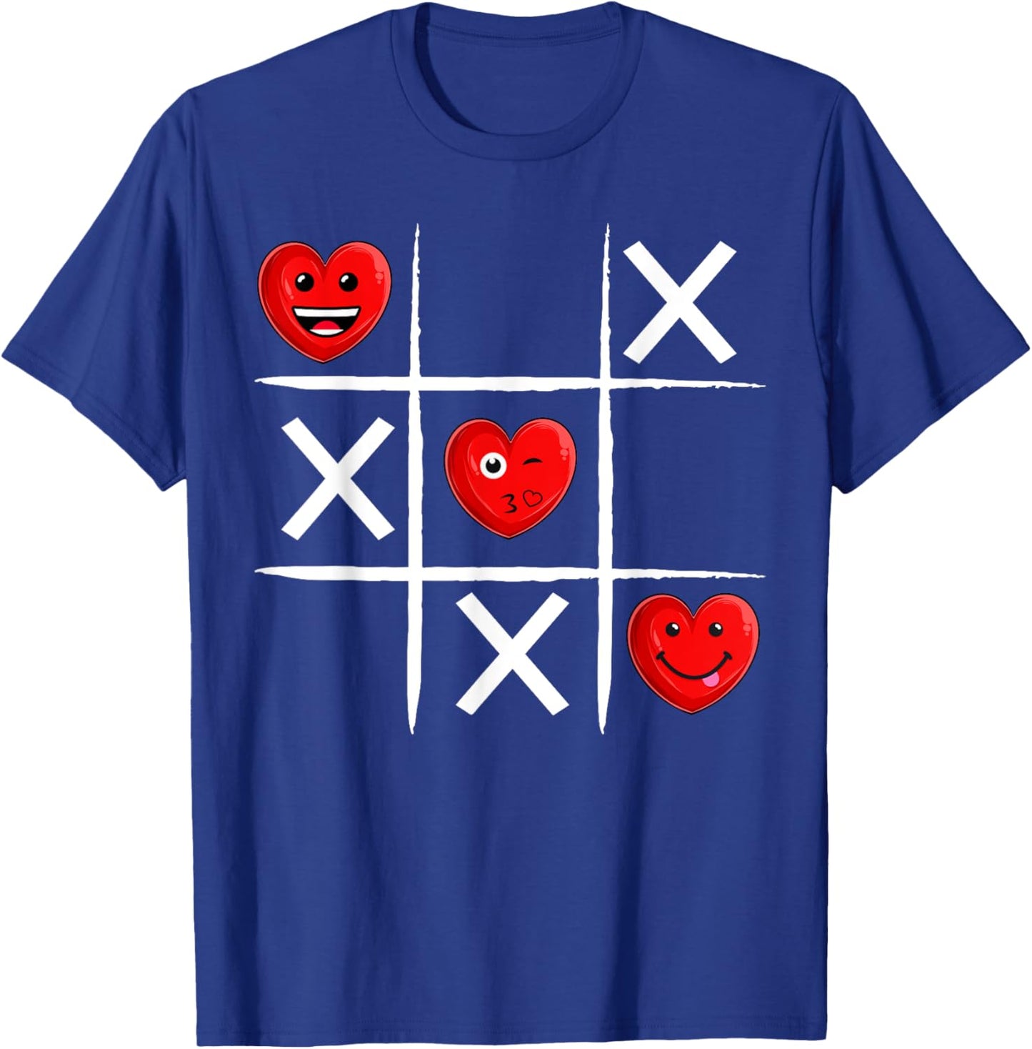 Tic Tac Toe Hearts Valentine's Day Funny Love Heart T-Shirt - T-Shirt | Royal