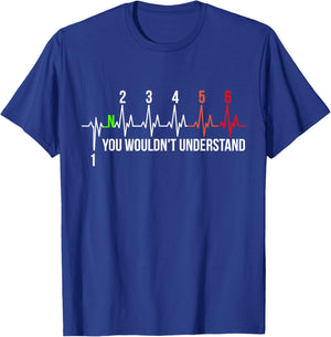 Motorcycle Pulse 6-Speed ECG You Wouldn't Understand Gear T-Shirt - T-Shirt | Royal