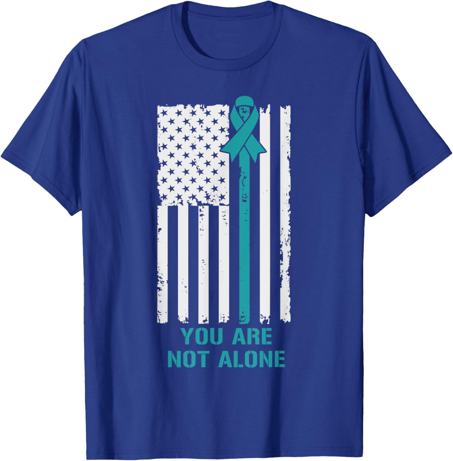 USA Flag You Are Not Alone PTSD Awareness T-Shirt - T-Shirt | Royal