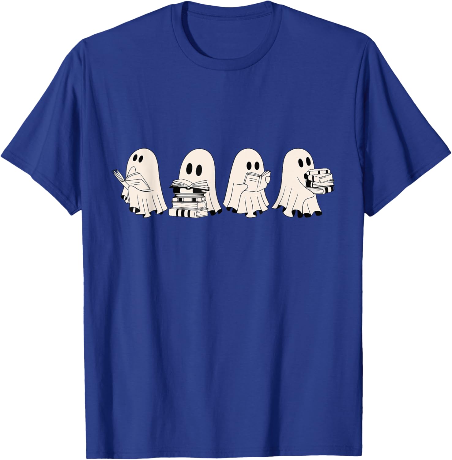 Funny Ghost Book Reading Halloween Books Lover Teacher Kids T-Shirt - T-Shirt | Royal