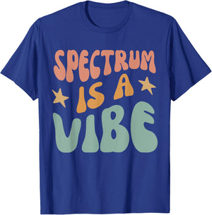 Spectrum Is A Vibe Black Small Modern Classic Short Sleeve Polyester 100% Cotton Blend All Seasons Family, All Ages T-Shirt - T-Shirt | Royal