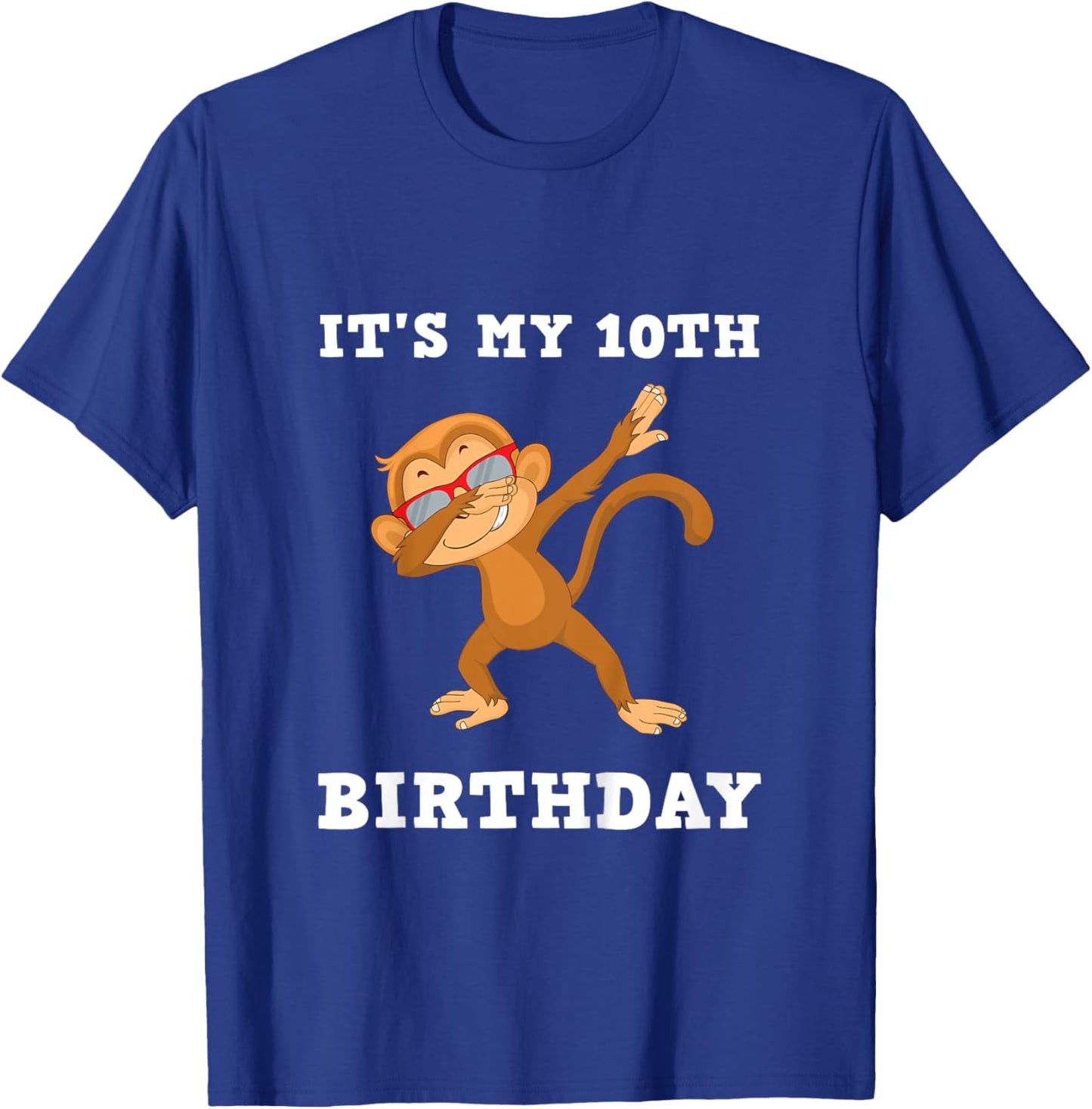 Kids 10 Years Boy Girl Monkey Party It's My 10th Birthday T-Shirt - T-Shirt | Royal