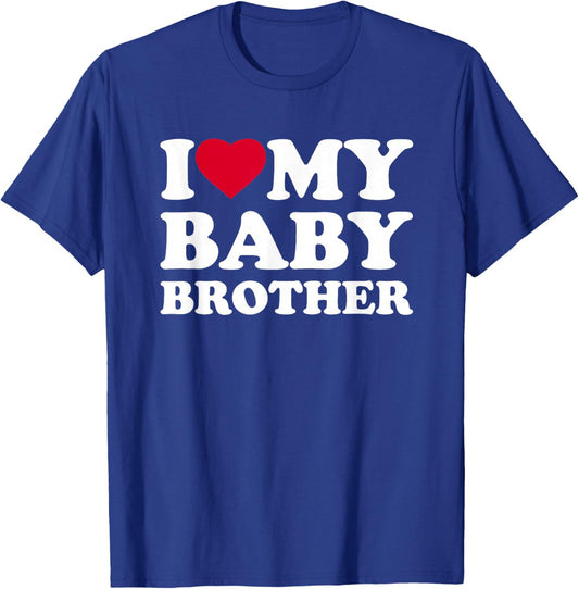 I Love My Baby Brother Heart Family Funny T-Shirt - T-Shirt | Royal