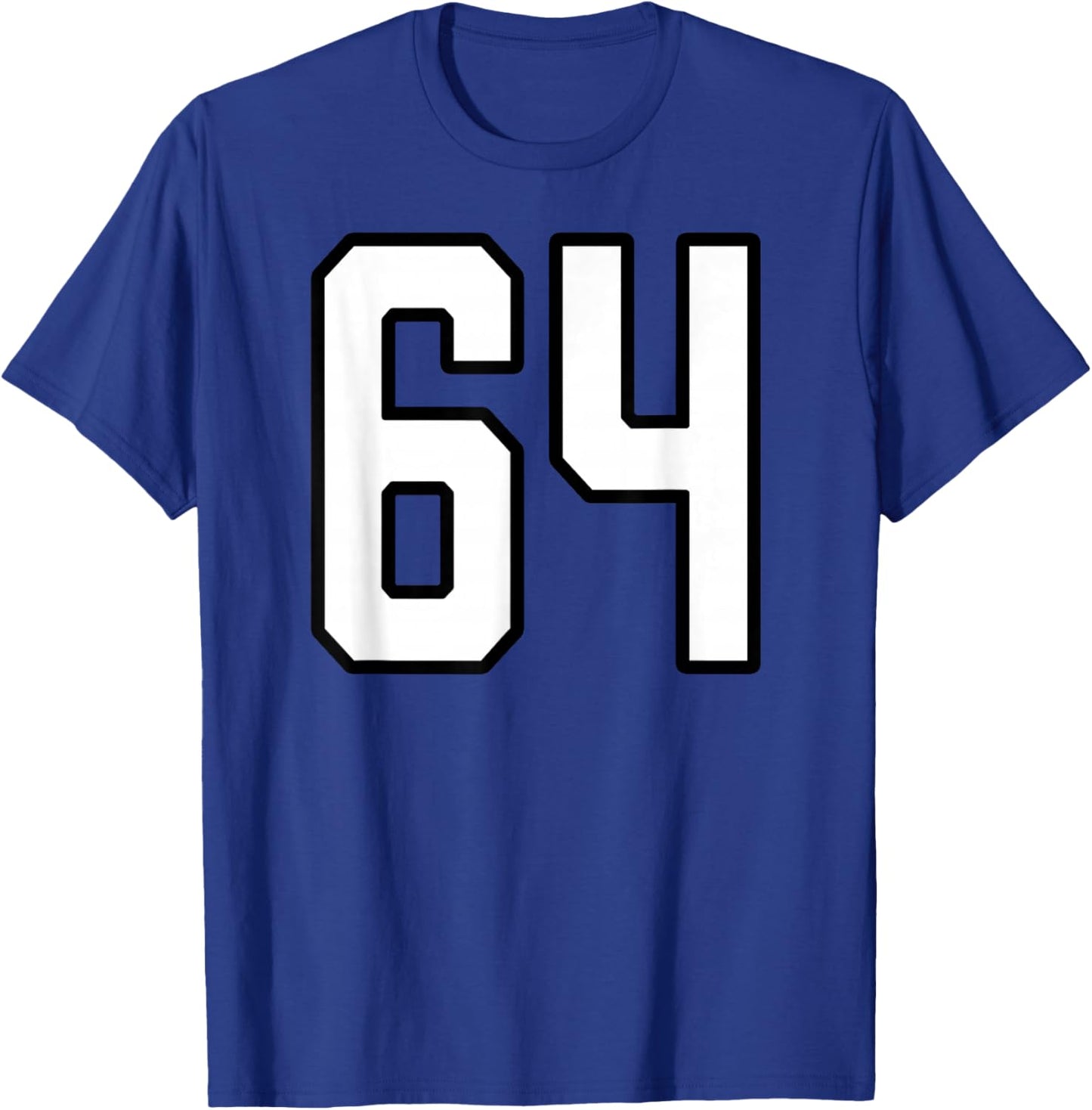 White and Black Sports Number 64 Jersey Uniform Player T-Shirt - T-Shirt | Royal