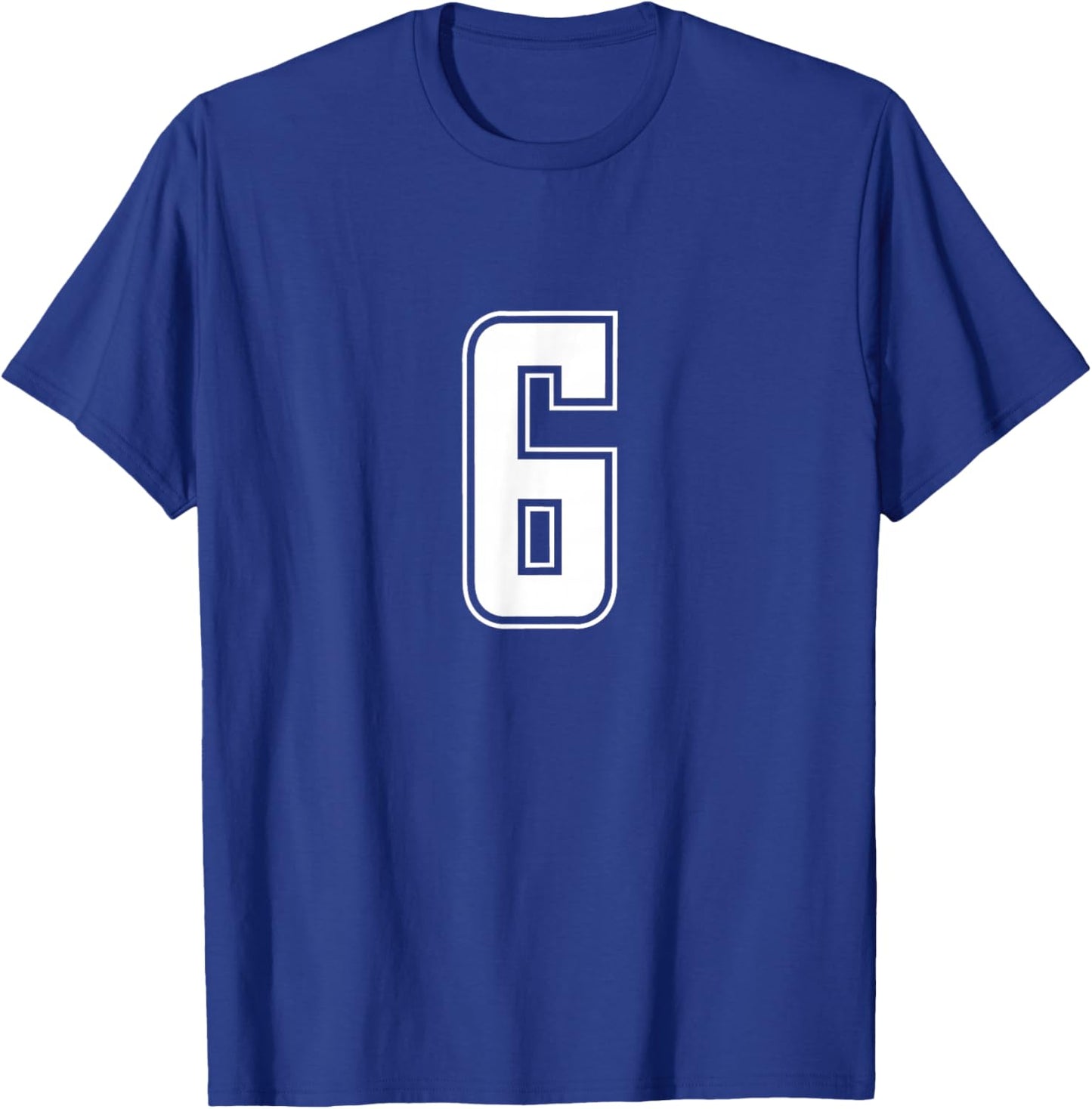 Number 6 Team Junior College Sports Uniform Numbered T-Shirt - T-Shirt | Royal