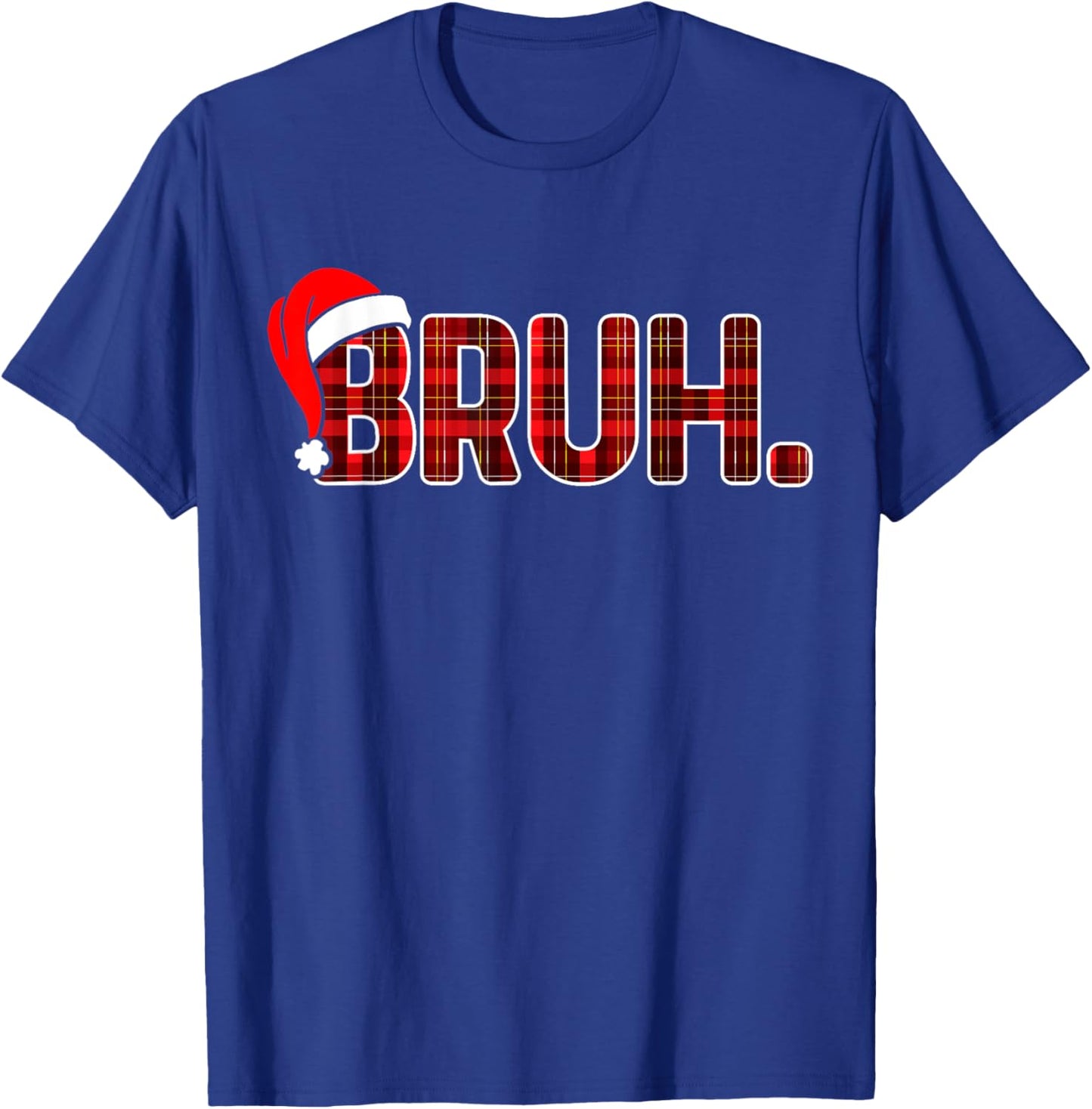Bruh Funny Christmas Plaid Teens Boys Kids Xmas Pajamas T-Shirt - T-Shirt | Royal