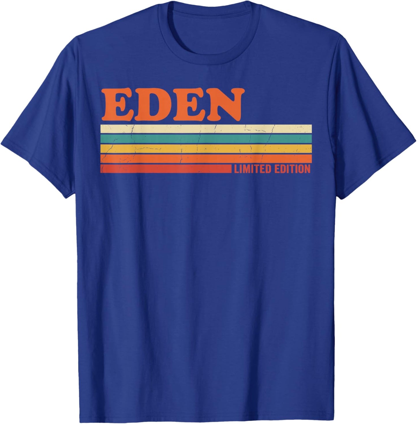 Eden Rétro Prénom Personnalisé Vintage Rayures T-Shirt - T-Shirt | Royal