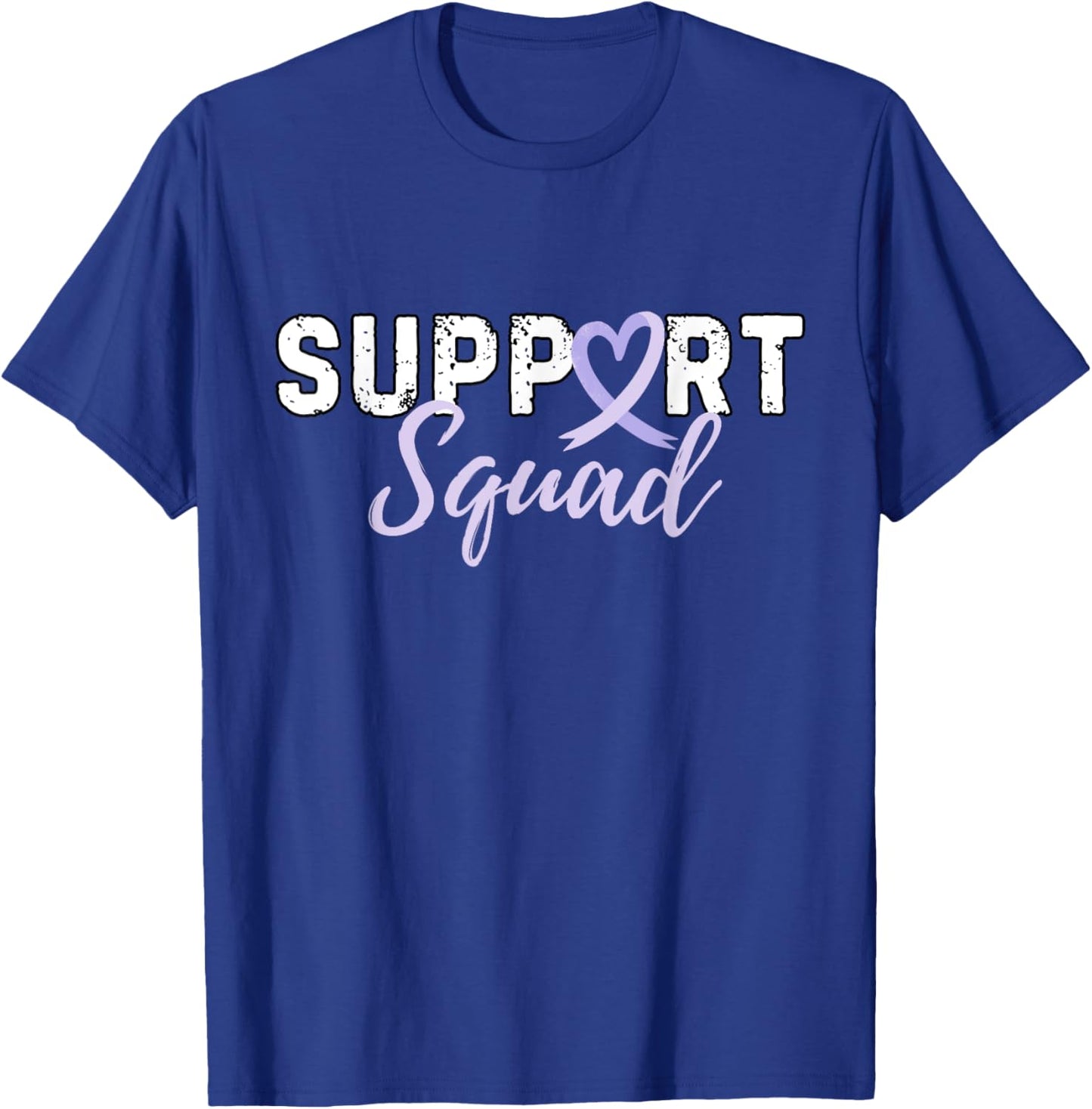 Support Squad Testicular Cancer Light Purple Ribbon Retro T-Shirt - T-Shirt | Royal