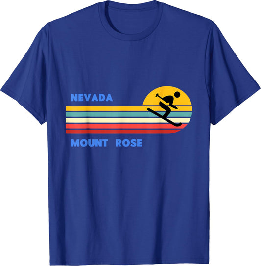 Mount Rose Tahoe Nevada Skiing Skier Ski Retro Sun Vintage T-Shirt - T-Shirt | Royal