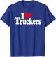 I Love Heart Truckers Truck Drivers 18 Wheelers T-Shirt - T-Shirt | Royal
